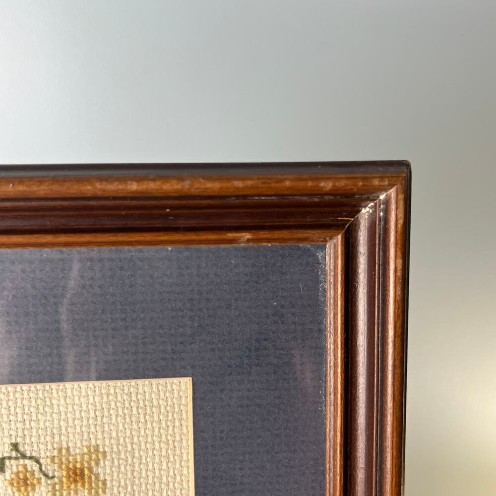 Framed Hand Cross Stitch Friendship Sampler Folk Art Cottage Decor Wall Hanging - Picture 5 of 9